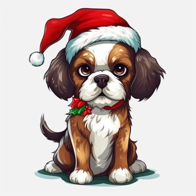 cartoon clipart dog christmas