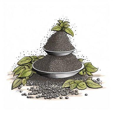 a pile of flixweed and chia seeds clipart, sketch art, vector, white background