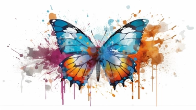 one butterfly colorful on a white background, in the style of florian nicolle, realistic clipart, serge marshennikov, orange, fantastical creatures, sky-blue and maroon, conceptual painting, no watermark, text,,professional lighting,cinematic lighting, long shadows, saturated contrast, hyperdetailed,32k,v--5.0
