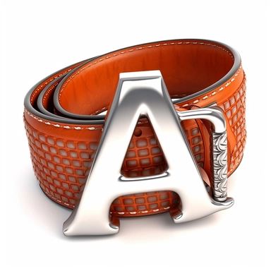 clipart Leather belt with alphabet buckle , capital letter A, white background
