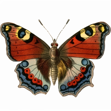 intage Vintage Peacock Britain Butterfly Victorian Illustration, 1920s Illustration, Vintage, Antique, Ephemera, Clipart, 8k, Isolated on white