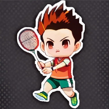 Play badminton player Sticker，clipart