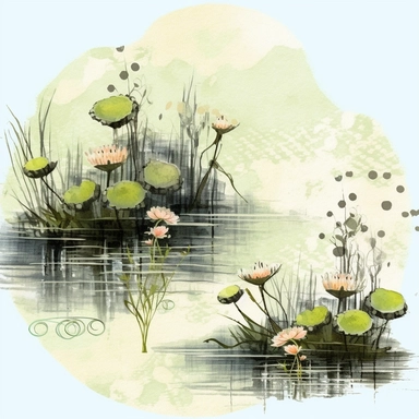pond clipart, grunge style