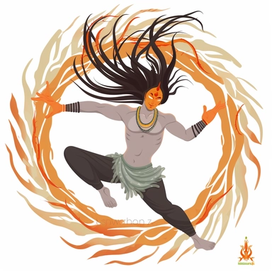 Clipart of Shiva Nataraj, elegantly depicted in his cosmic dance, symbolizing the cycle of creation and destruction, Etsy-featured seller, clean white background