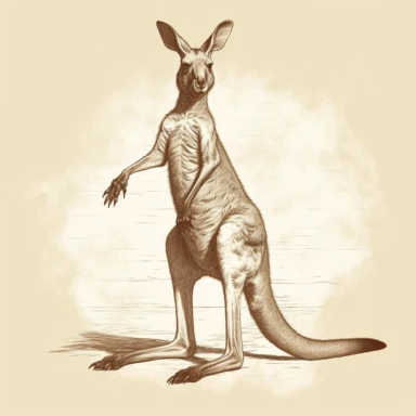 clip art kangaroo standing on hind legs illustration sketch