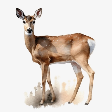 Brown doe, full body, clipart, watercolor, illustration no background no portrait