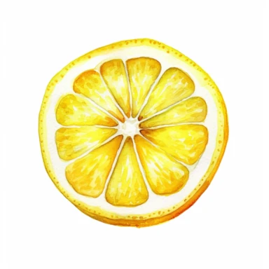 watercolor lemon slice clipart, white background