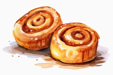 watercolor Cinnamon roll clipart, hd, white background, spaced out