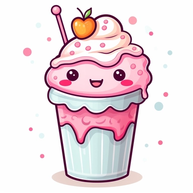 kawaii, single milkshake clipart, white background, svg, eps