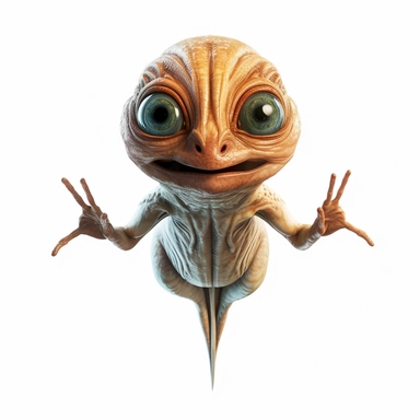 Clipart, An alien creature floating in a zero-gravity environment., hyperrealistic, hyper high definition