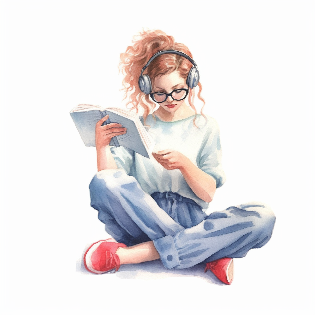 girl reading clipart