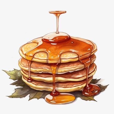 hand painted pancakes clipart for cookbook maple syrup illustration no background