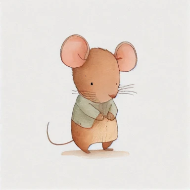cute cutout of a watercolor illustration of a mouse on a white solid background, in the style of Paddington, nursery art, soft colors, cutout, cut-out, popular on pinterest, simple shapes, outlines, clipart, trending on artstation, minimalist, watercolor illustration clipart, watercolour clipart, watercolor illlustration for kids and children, book illustration, flat design, white solid background