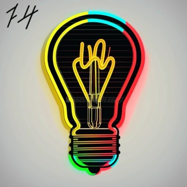Clip art image of light bulb idea icon, the images should be versatile and suitable for use in a variety of projects such as presentations, social media posts, blog articles, and more. The style should be modern and clean, with bold lines and neon colors