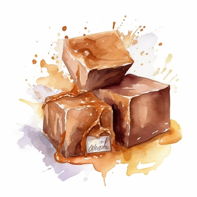 Fudge sharp illustration clipart, watercolor art, insane detail, white background