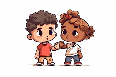 Together We Fight, clipart, white background, cartoon ,