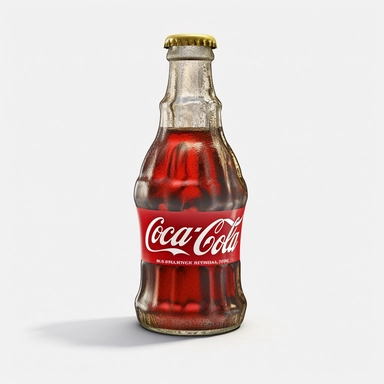 Fat coca-cola bottle clipart isolated on transparent background, Yuan Dynasty style, white background, magewave, octane rendering, dynamic lettering, star art group (xing xing), sonian, matte photo