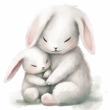 Cute white bunny hug each other clipart,smile expression,standing pose gracefully, front side view, in the style of watercolor cartoon clipart, beatrix potter style,pixar style, high resolution, composition free space, pastel color scheme, soft and tender, watercolour clipart, watercolor illlustration for kids and children,isolated white background, clipart most popular on etsy, book illustration, featured on dribble,print on demand image, PNG tranparent background,detailed painting,composition 