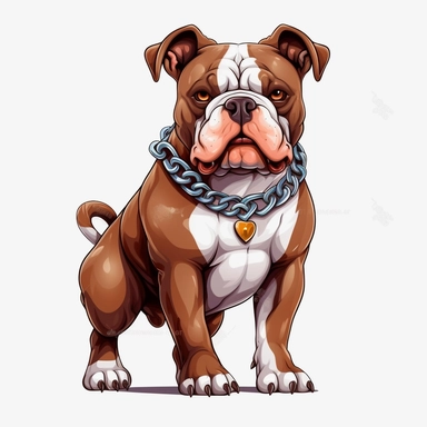 AMERICAN BULLY CLIPART, CARTOON, VECTOR, STRONG DOG, MUSCLE, AMERICAN BULLY MINI, EXOTIC BULLY, color dog chocolate and white ASPHALT, ULTRA RESOLUTION , 4k, high resolution, 3d