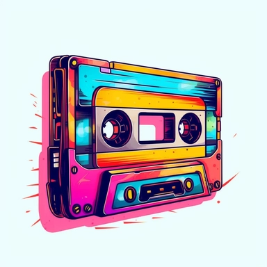 Cute Beautiful Retro 90s Color cassette tape Sublimation Clipart,Cartoon, hyper realistic, intricate detail, illustration style,high solution,on the white background