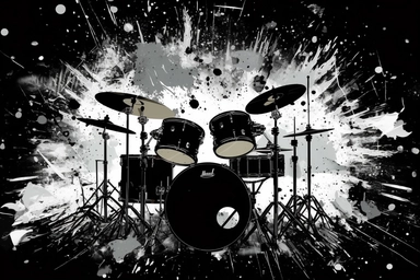 drum clipart black black and white drum drum kit graphics, in the style of video glitches, 3840x2160, h.p. lovecraft, concert poster, todd mcfarlane, dark white and dark amber