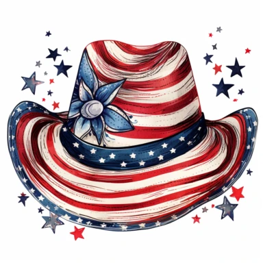 4th of july hat clipart, white background, american flag based designs, boho vibe, in the style of digital drawing, 8k