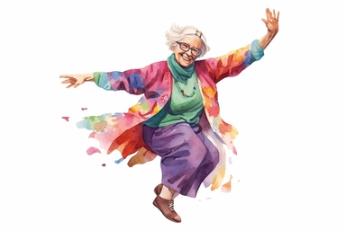 dancing grandma, clipart watercolor