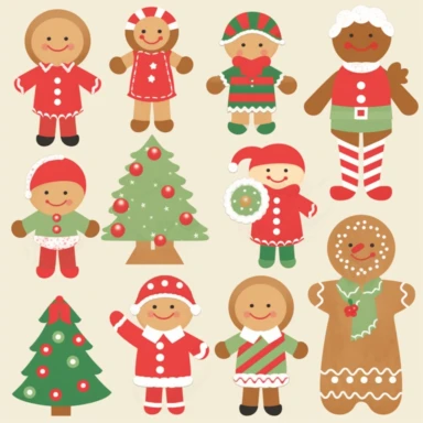 Christmas Clipart, PNG, Christmas Clip Art, Elf, Snowman, Gingerbread Man, Reindeer, Santa, Gifts, Snowflakes, Merry Christmas