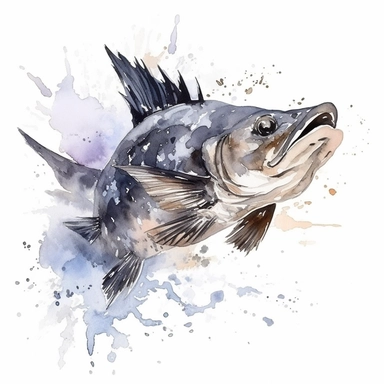 Catfish Fish, water color style, clipart, white background