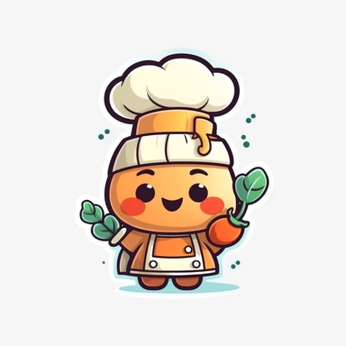 cute Cooking, happy and smiling, bold line, clipart, sticker, white background, no shadow, 8k detail