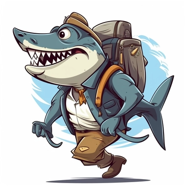 cartoon Clipart shark hiking