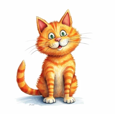 Axel scheffler illustration style orange cat, high definition, 16k, insanely detailed, fine detail, sharp focus, illustration, white background, isolated clipart vector