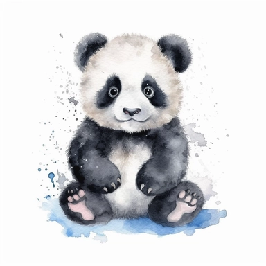baby panda watercolor clipart