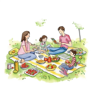 Picnic drawing for beginners,//How to draw a family picnic drawing.//Sandip  Maji. - YouTube
