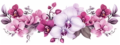 n the midst of your design journey, it's time to create eye-catching orchid border clipart that will add a touch of sophistication to the corners of invitations. Your task is to develop a versatile orchid clipart design, isolated on a clear white background. Consider the lines, shapes, and intricate details that make orchids unique. Embrace your artistic style, whether it's whimsical, realistic, or minimalist, and create a set of clipart elements that capture the essence of these enchanting flow