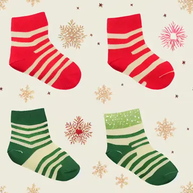 christmas socks, gradient background, in watercolor clipart style