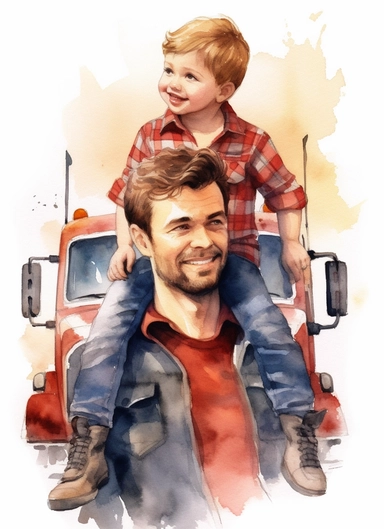 Truck driver Father's Day Clipart Watercolor