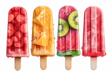 realistic summer clipart digitally painted and retouched clip art, popsicles, iso 200, vintage cut-and-paste, white background, blink-and-you-miss-it detail 03,