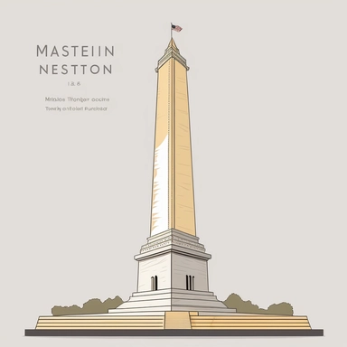 clipart, front view of the washington monument at washington dc, white background, simple lines , no shading