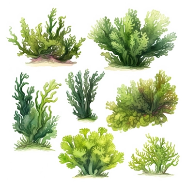 watercolo algae clipart