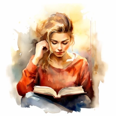I am blessed with wisdom and understanding. – An image of an open book or a person deep in thought, watercolor, clipart
