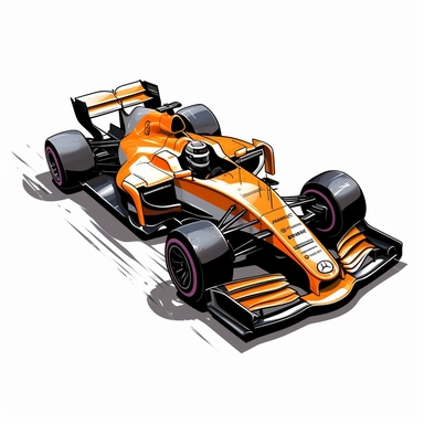 Clipart of the formula one car from Nico Hulkenberg with minimal details, aquarel colored cartoon style with thick borders. Only the car. White background, no floor, no shadow