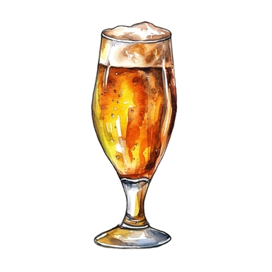 Beer Tasting Glass, full color, clipart, watercolor illustration, single object, high definition 8k, white background for removing background