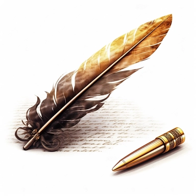 feather writing pen jewellery book digital clipart on white background
