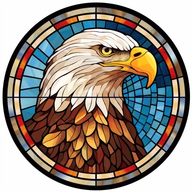 Stained Glass USA Eagle in the shape of a circle PNG Clipart