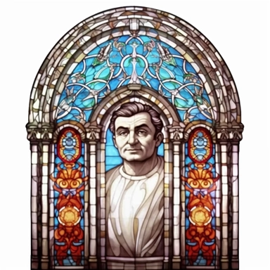 in the style of baroque madness, stained glass window clipart, white background, church window, cathedral window, religious art, medieval art, Gothic art, colored glass, leadlight window