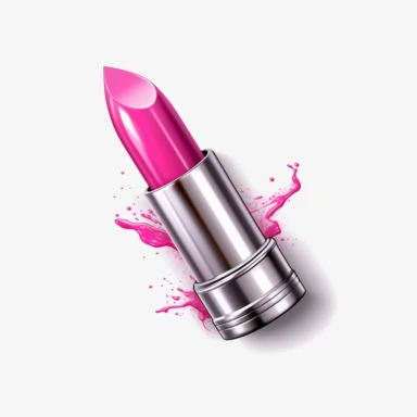 Cute Beautiful Pink lipstick Sublimation Clipart ,Cartoon,hyper realistic, intricate detail, illustration style,high solution,on the white background