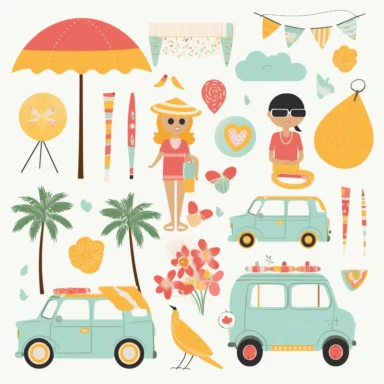 Summer love clipart, travel holidays clip art, 8k