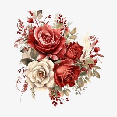 Red bergandy Roses Floral Bouquets clipart