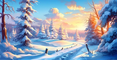 Adorable Winter scene, clipart, precision painting, vivid colours, white background, I can’t believe how beautiful this is